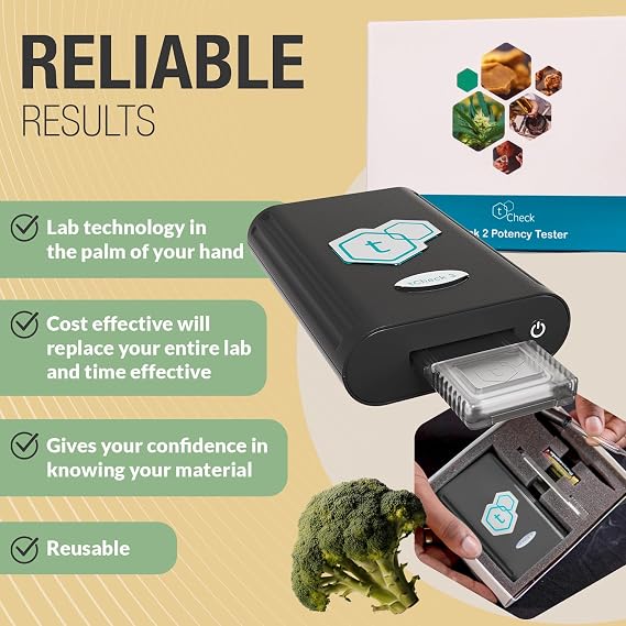 tCheck 3 Portable Potency Tester with Reusable Tray | UV Spectrometer for Accurate Potency Testing - Herbal Kit for Infusions, Edibles, Concentrates & Oils (Not for Flower Testing) Black