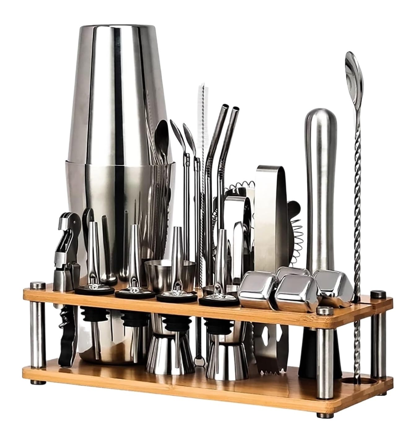 Coctelera Profesional Juego De Mezclador De Cóctel De Acero Inoxidable De 23 Piezas Juego De Bar para El Hogar Juego De Coctelera Juego De Barman Kit Coctelería