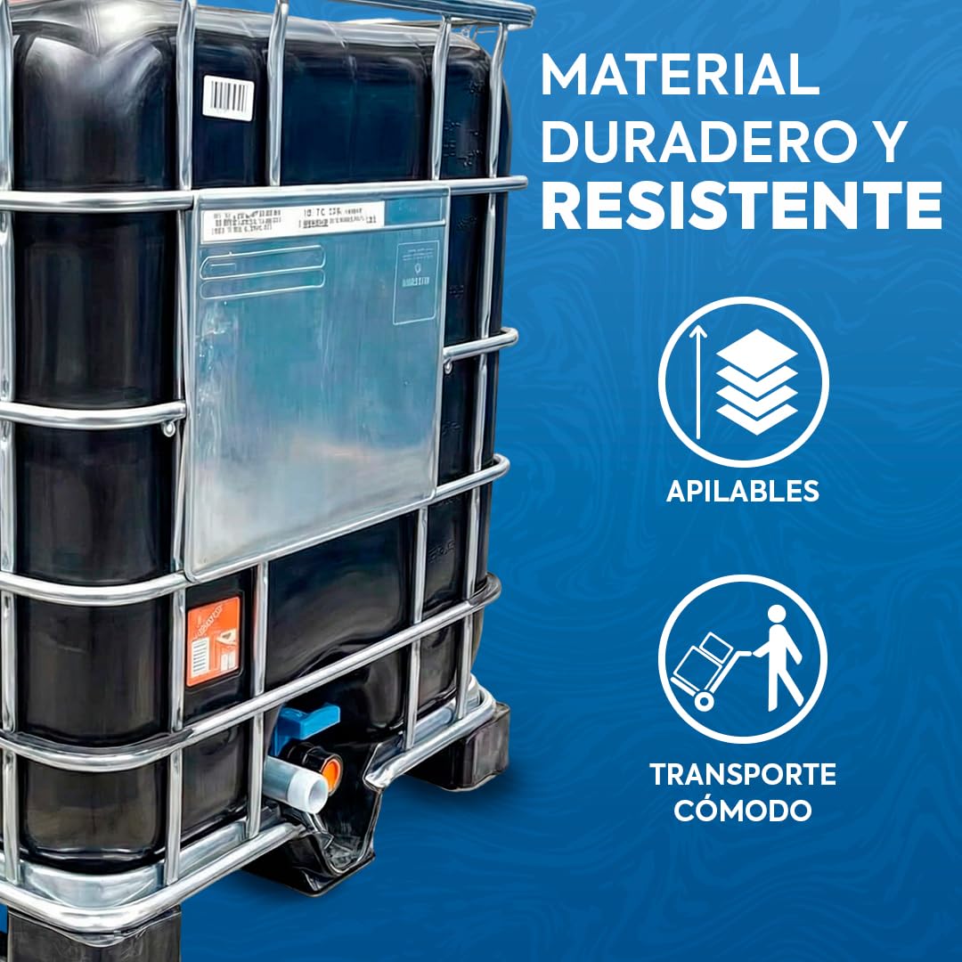 Contenedor depósito de 1000 litros IBC-GRG negro con palet de plástico