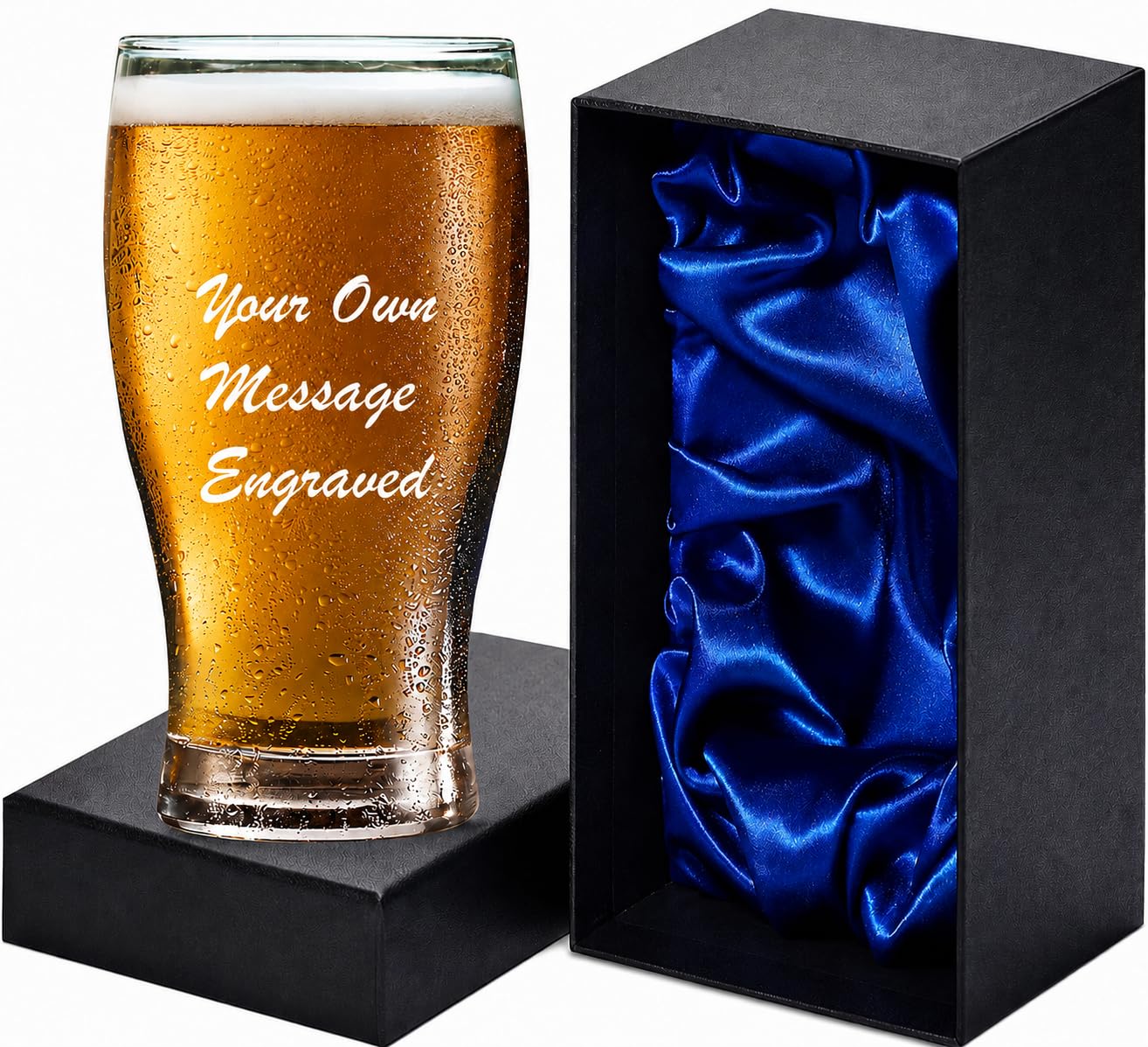 Personalised Tulip Pint Glass with Custom Text, Large Beer Glass - 570ml