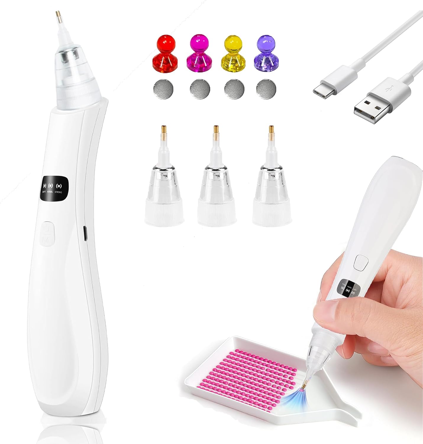 Electric Diamond Painting Pen Vacuum Diamond Art Pen no Wax Needed Cordless Diamond Art Accessories Kit for Gifts DIY Art Beginners Improves The Efficiency of Diamond Art Creation