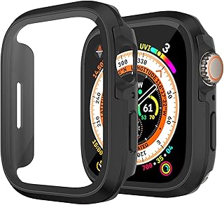Miimall Aluminium Case Compatible with Apple Watch Ultra 2/1 49 mm Case with Display Protection, Robust Aluminium + PC Rahman with Glass Film, All-Round Protection, Scratch-Resistant Case for iWatch