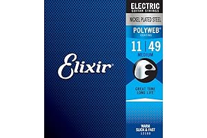 Elixir Strings, Essential, Electric Guitar Strings, Nickel Plated with POLYWEB Coating, Medium