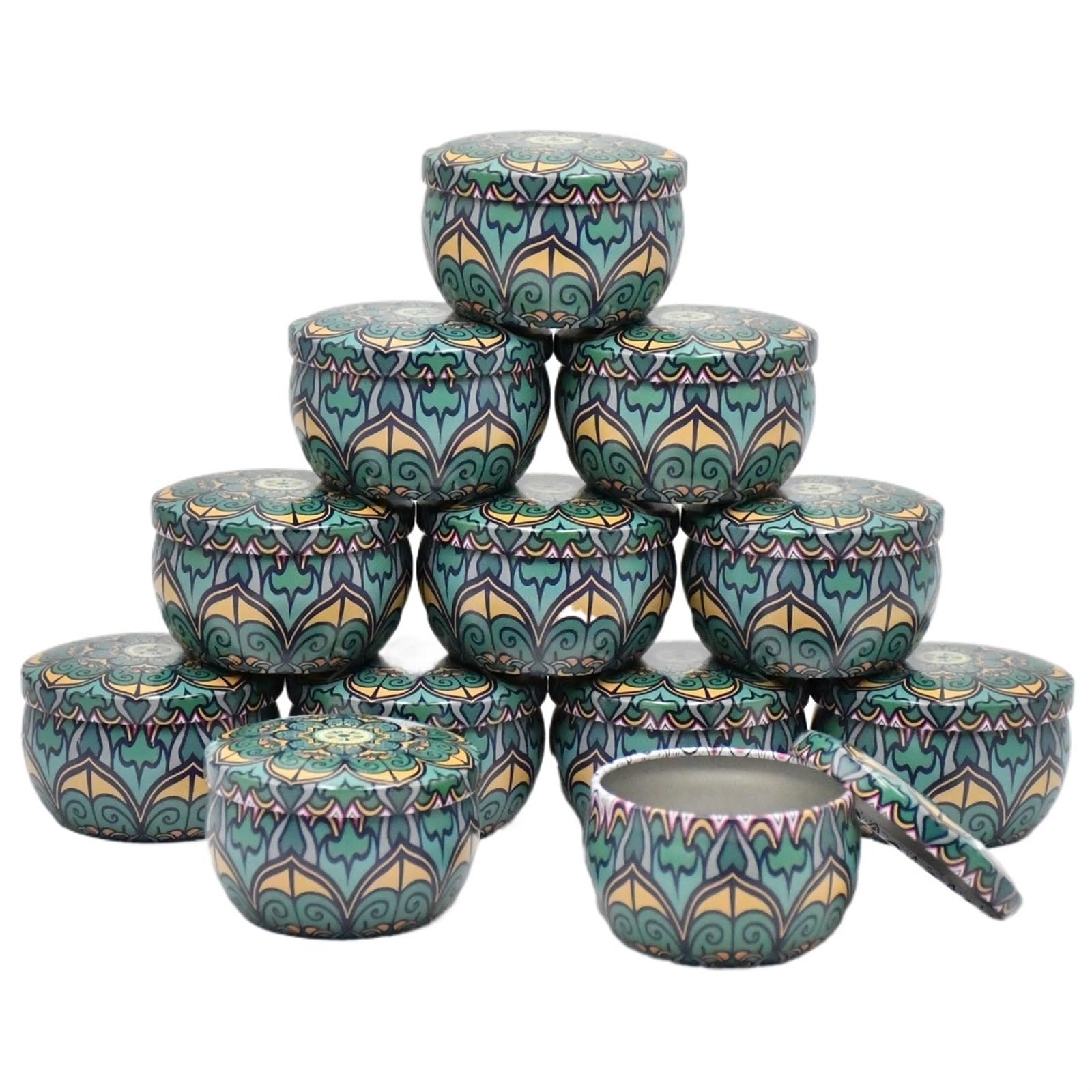 CQAHDSEVF Candle Containers, 12pcs Empty Iron Candle Tin Jars DIY Candle Making Storage Case for Dry Spices Sweets(Tin Can-8)