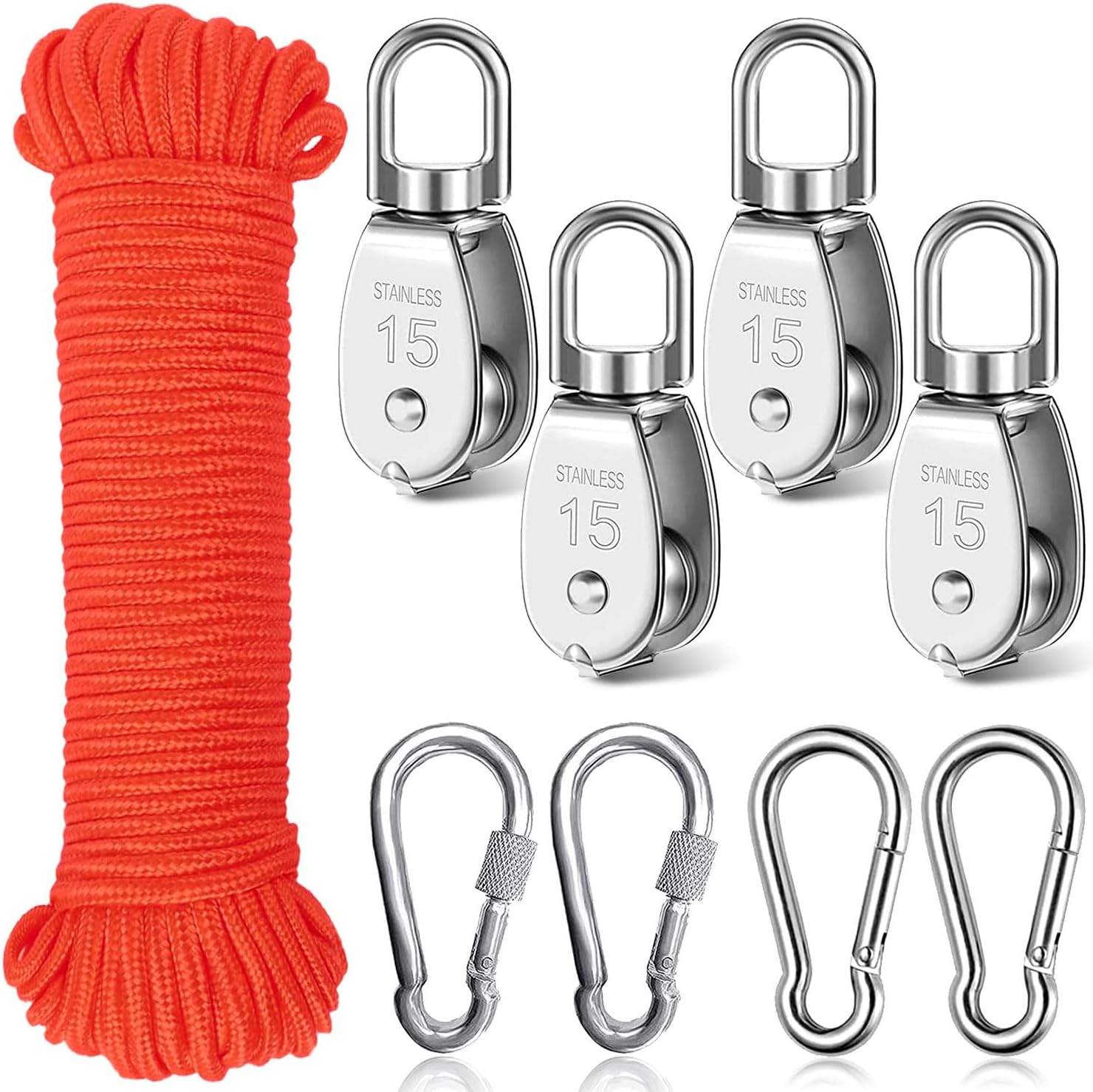 Pulley for Ropes, Pack of 4 Stainless Steel Pulley Pulley, Small