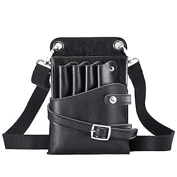 Noverlife PU Leather Scissor Pouch Holster with Waist Shoulder Belt, Multi Pockets Hair Scissors Holder Bag, Hairdressing Styling Tools Storage Pouch, Barber Scissors Shear Hairdressing Waist Bag