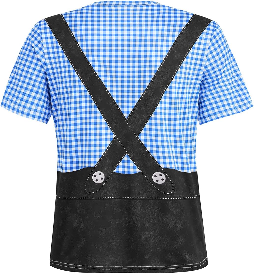 Oktoberfest T-Shirt Costume for Mens, Bavarian German Lederhosen 3D Novelty Shirt Short Sleeve Carnival Festival - Image 3