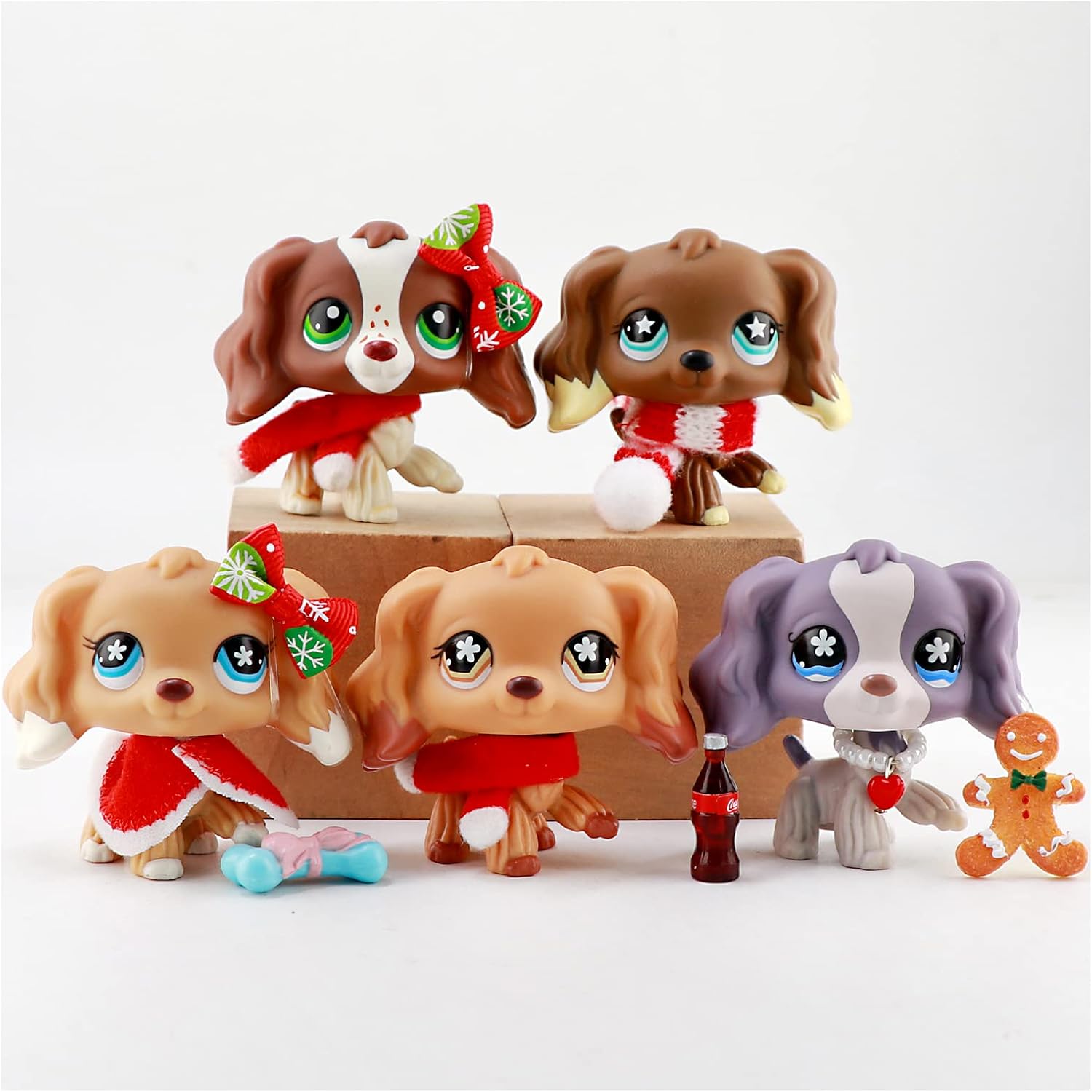 JcToy lps Cocker Spaniel 5pcs, lps Cocker Spaniel Dog 748
