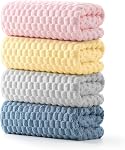 REDKISS 4 Pack Pink Microfiber Bath Towels - Extra Large Waffle Towels Set for Bathroom, Super Absorbent Towel Set of 4 Lagre, Quick Dry Bathroom Towel for Spa, Gym,Travel, Lint Free, Ultra Soft