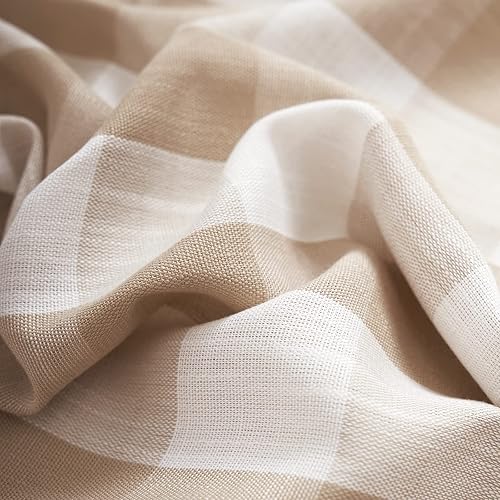 Vista 63 de Jubilantex Paneles de cortina semitransparentes a cuadros rojos y blancos, cortinas texturizadas a cuadros, cortinas de ventana de granja con ojales