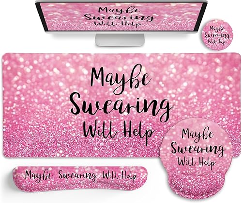 Miniatura 23 de Alfombrilla de escritorio con diseño de gato negro divertido, incluye alfombrilla para mouse grande para juegos con reposamuñecas, alfombrilla