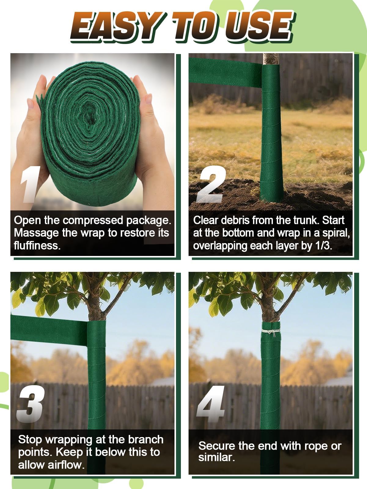 Protector para Troncos de Árboles, Vendaje Protector de Plantas 20 m x 12 cm, Envoltura Protectora de Árboles, Protección contra Heladas y Frío para Plantas, Árbole y Jardín Exterior