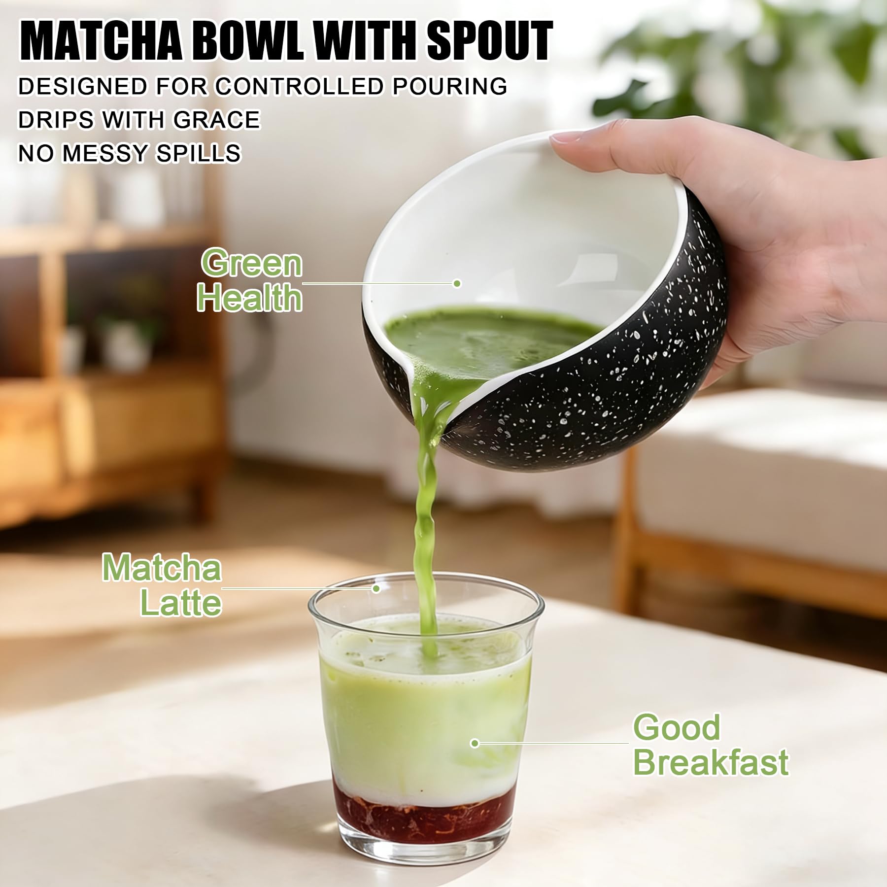 Set Matcha – Ciotola in Ceramica con Beccuccio Ergonomico, Frusta in Bambù, Cucchiaio e Supporto Inclusi, Kit Completo per la Cerimonia del Tè, Ideale per gli Appassionati della Cultura del Tè