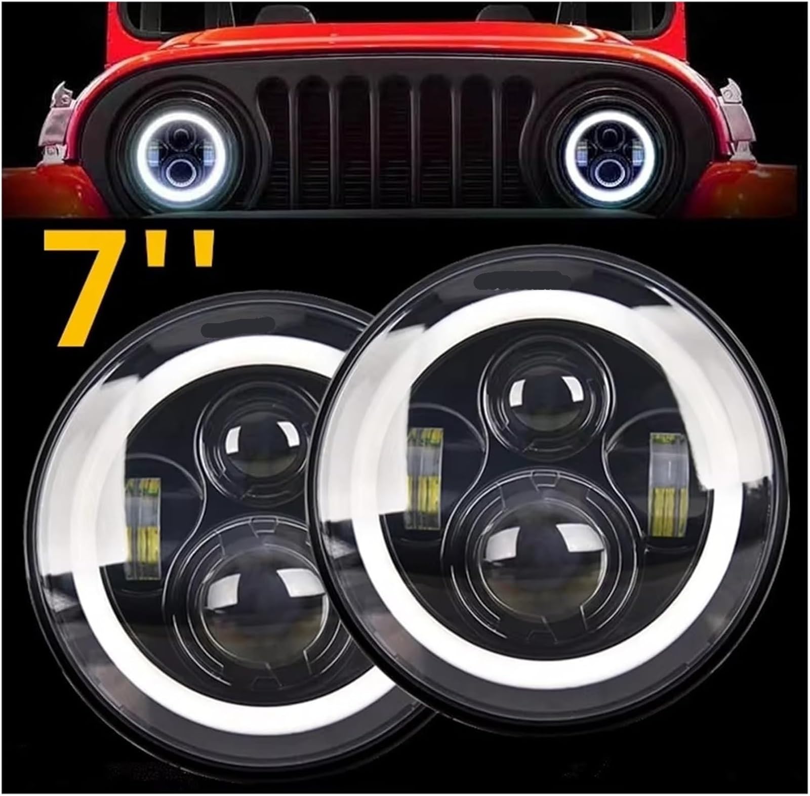 conjunto de luz delantera Conjunto de faros delanteros para Lada para Niva 4x4 todoterreno 7 pulgadas, 50 W/30 W, luz cruce angular, ámbar(2pcs)