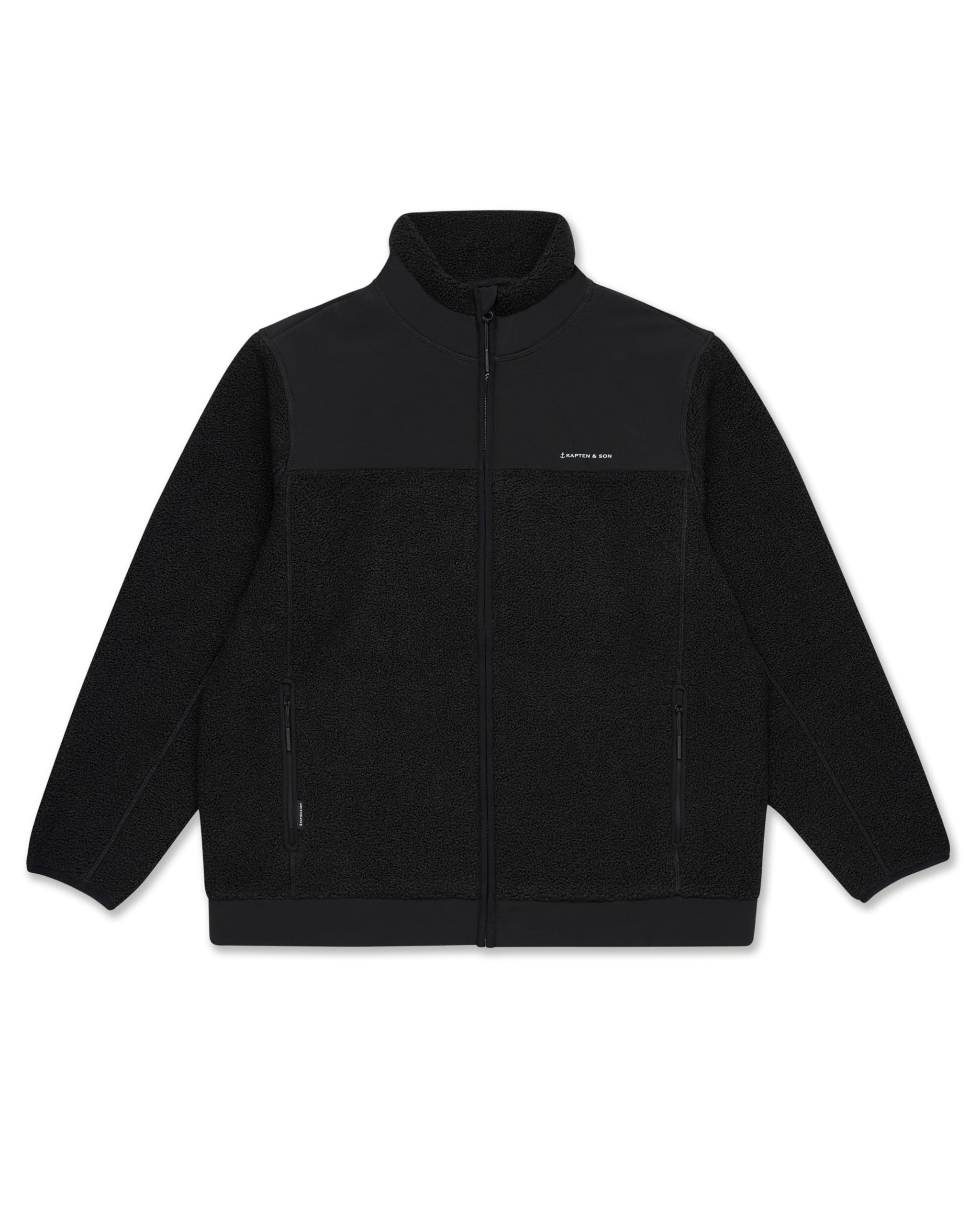 Kapten & Son Teddy Fleecejacke Damen & Herren | Weiche Teddyfleecejacke in All Black, Sandstone, Forest Green XS - XL | gefütterte Taschen mit Reißverschluss, verstellbarer Bund | Outdoor, Alltag