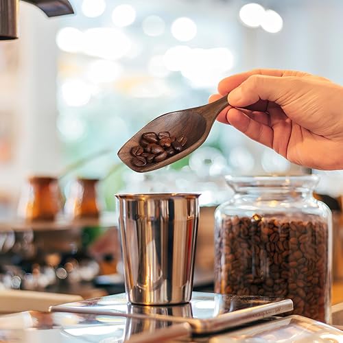 Miniatura 6 de Cuchara de grano de café de madera pequeña hecha a mano para cuchara de azúcar, cucharas múltiples para café té, 5.5 x 1.9 in