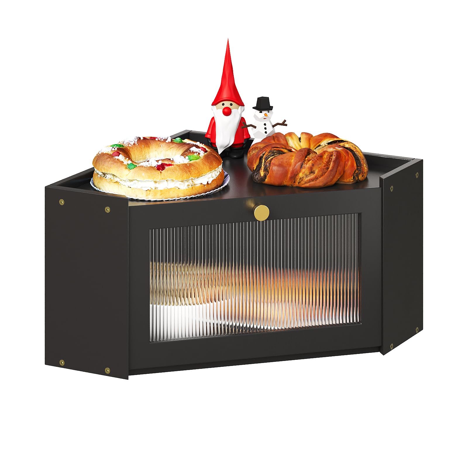 Trironsun Corner Bamboo Bread Box