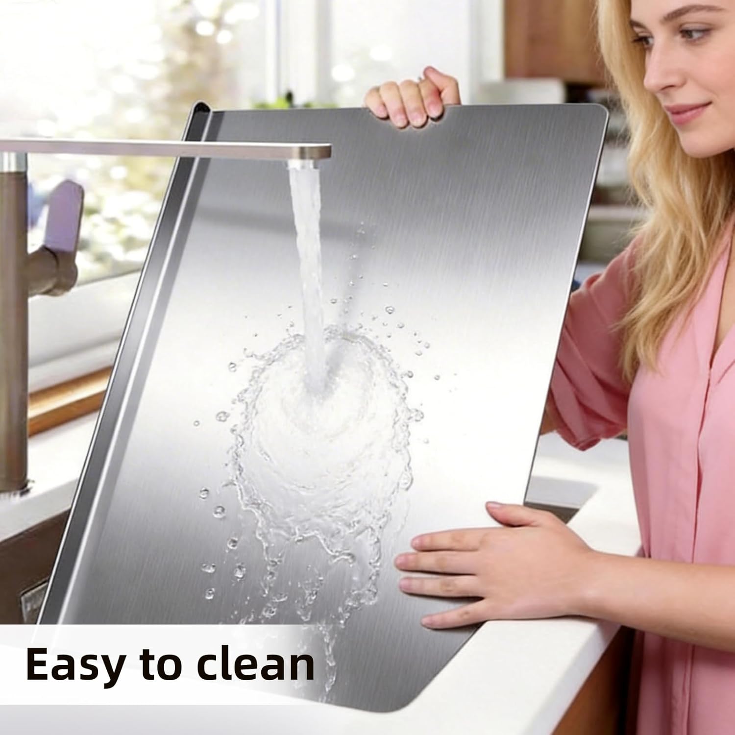 SUS 304 Stainless Steel Cutting Boards for Kitchen, Meat Cutting Board, Metal Cutting Board for Fruits, Vegetables, Bread, and Baking, Small Cutting Boards Easy To Clean(15.7''L x 11.8''W)