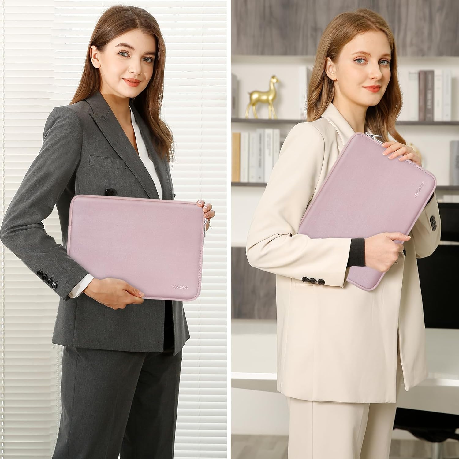 MOSISO Laptop Case 17.3 inch, 17-17.3 inch Laptop Sleeve Bag Compatible with Dell XPS/HP Pavilion/Ideapad/Acer/Alienware/HP Omen Notebook, Neoprene Computer Sleeve Bag with Small Case, Baby Pink