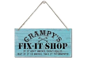 Vintage "Grampy's Fix-It Shop" Decor Sign: The Perfect Grampy Gift