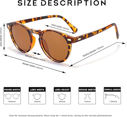 Miniatura 5 de MUDIWRLO Gafas de sol polarizadas redondas vintage para mujeres y hombres, gafas clásicas retro con protección UV400