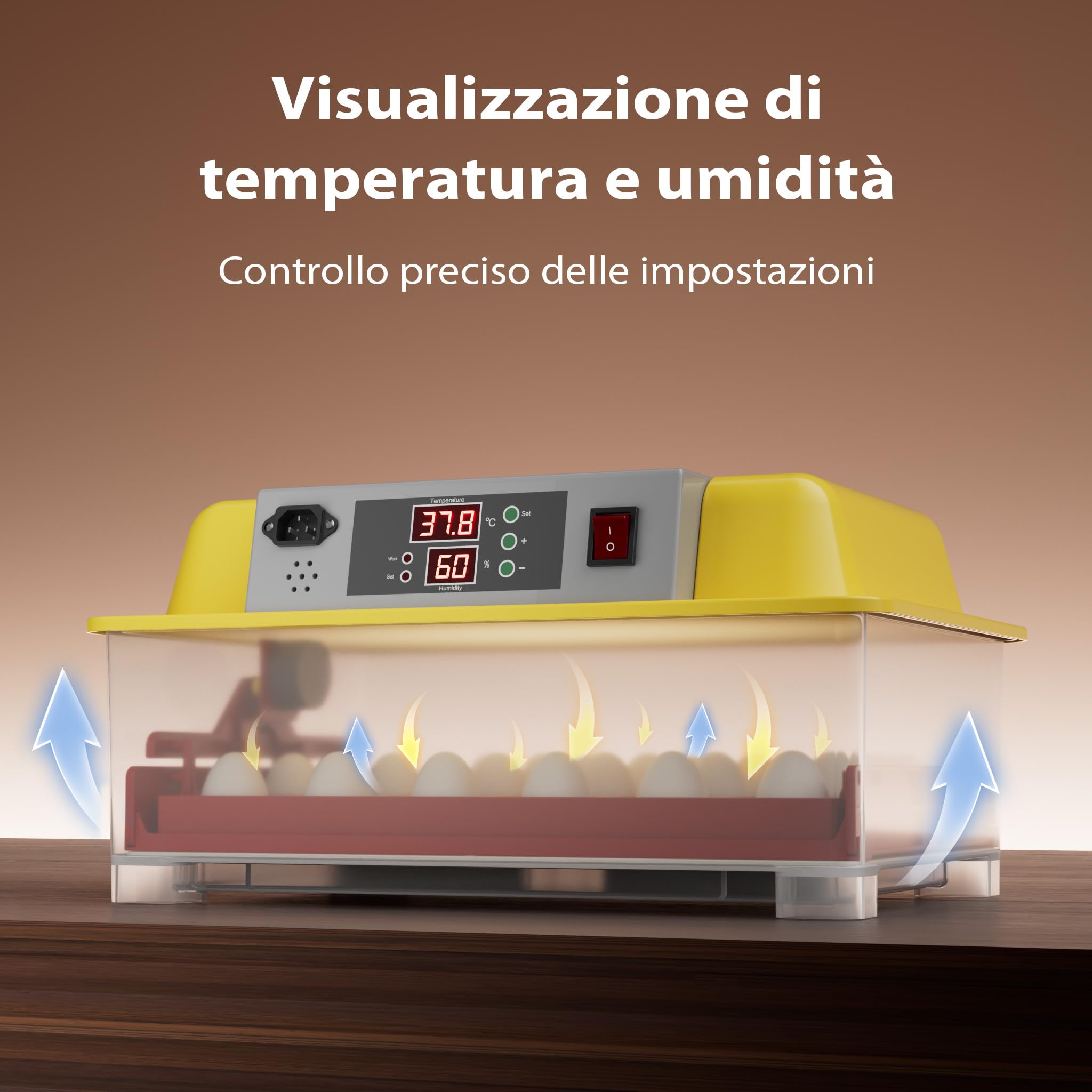 Wiltec Incubatrice automatica per 24 uova, con regolazione temperatura e umidità, Covatrice