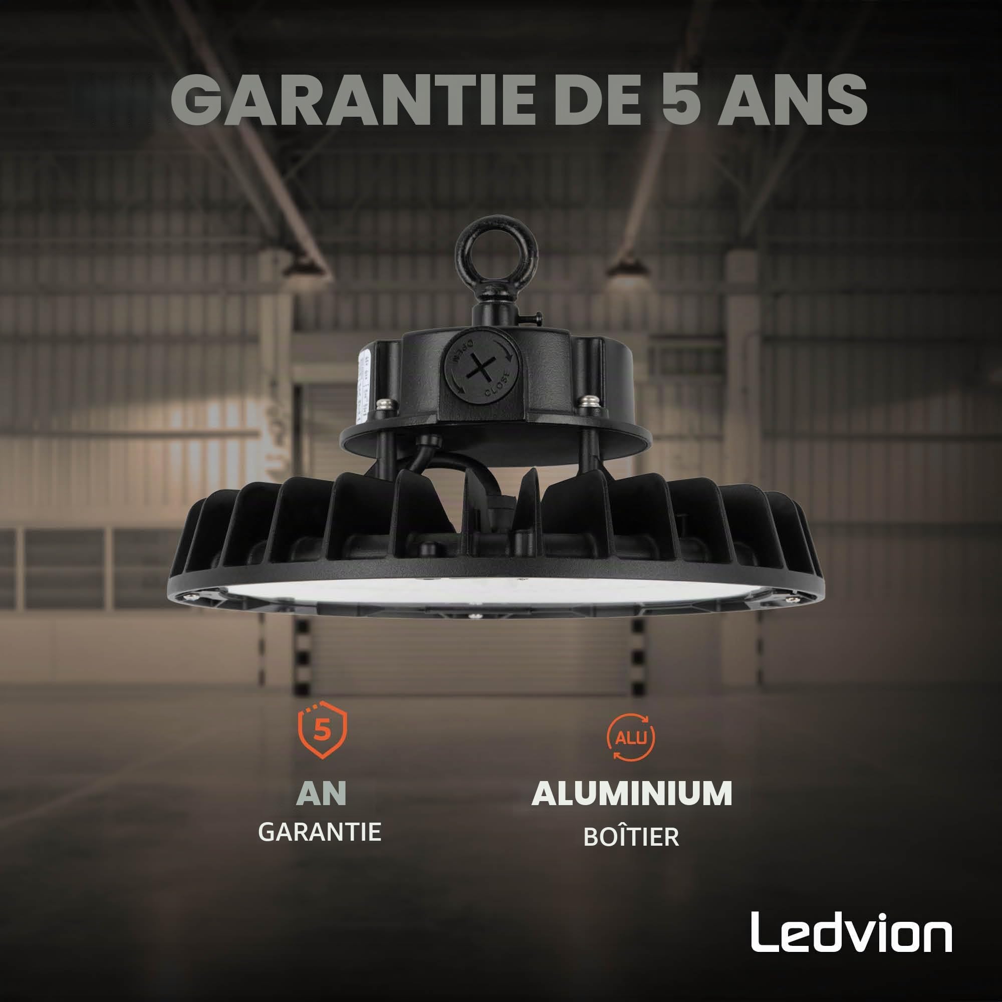 Ledvion LED High Bay Projecteur IP65 200-160-120W 175 lm 4000K dimmable