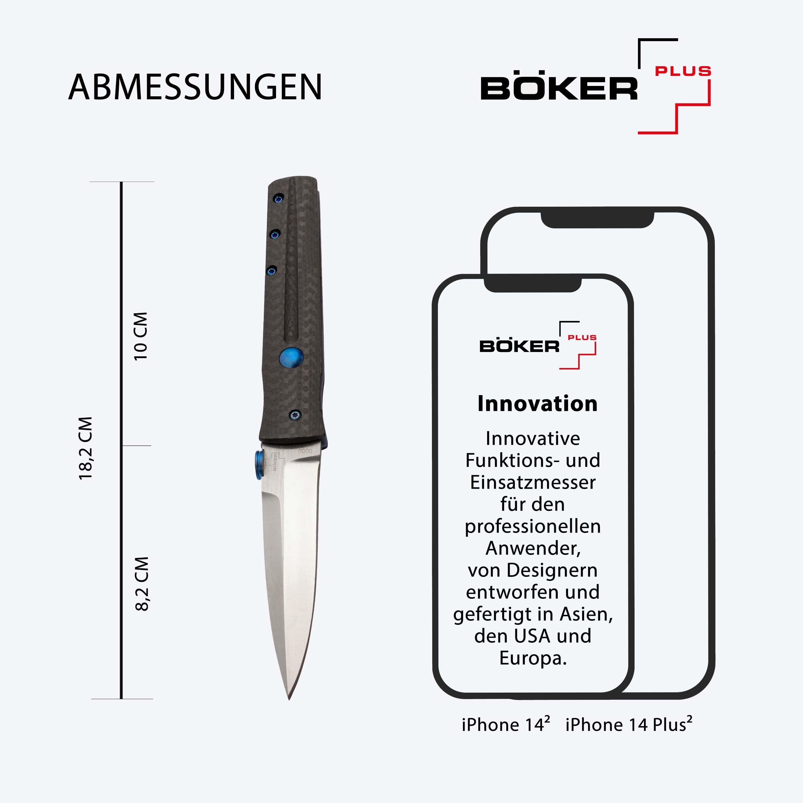 BÖKER PLUS® Icepic Dagger - Dolch Taschenmesser mit Daumen-Pin - flaches EDC Einhand-Messer mit Clip - Gentleman Klappmesser mit 8 cm VG10 Dolchklinge