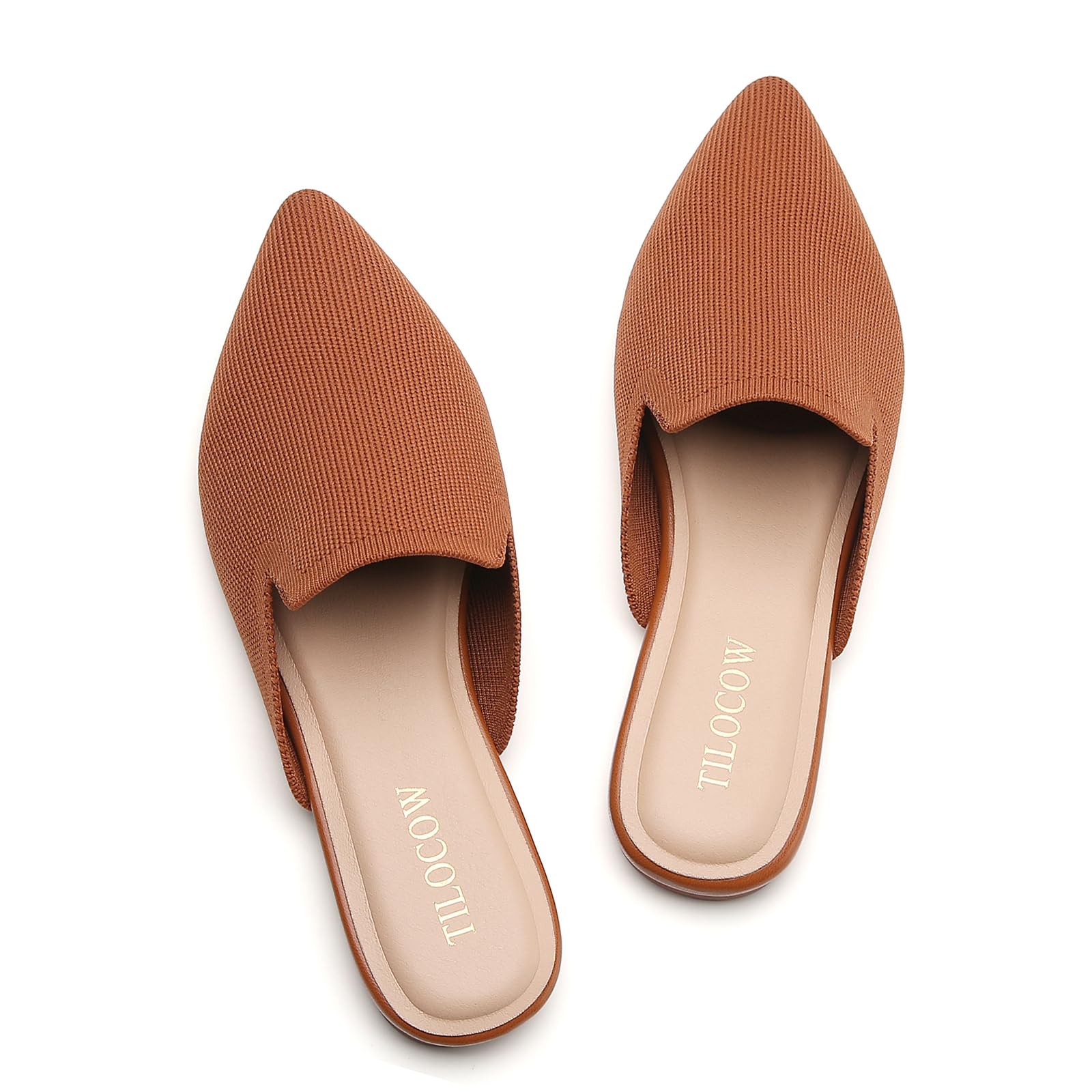 Tilocow Knit Mules Office Slip on Loafers Business Casual Flats for Women