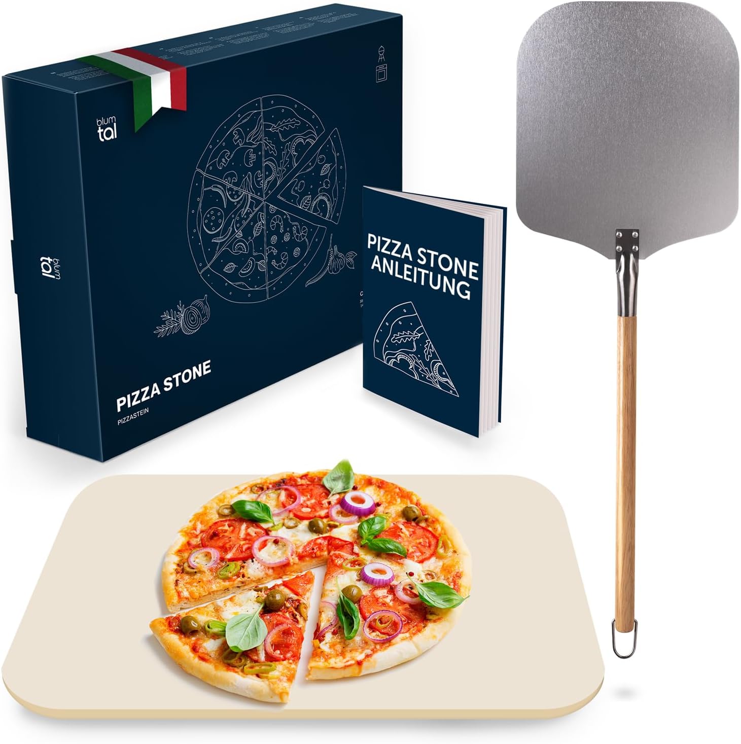 Feuerfest 123 - Ronde pizzasteen van vuurvaste charmottesteen 31x2 cm - Voor oven, grill & gasbarbecue - Echte vuurvaste kleisteen, baksteen voor knapperige & luchtige pizza's