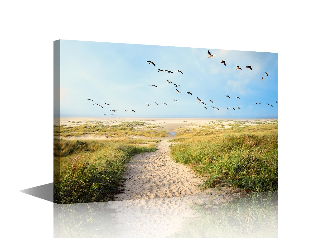 TISHIRON Natural Landscape Wall Art for Living Room Dune Wall Decor Coastal Beach Framed Wall Painting Canvas Prints Pictures House Decoration for Bedroom Office Wall Art, 12x8in โ image 1