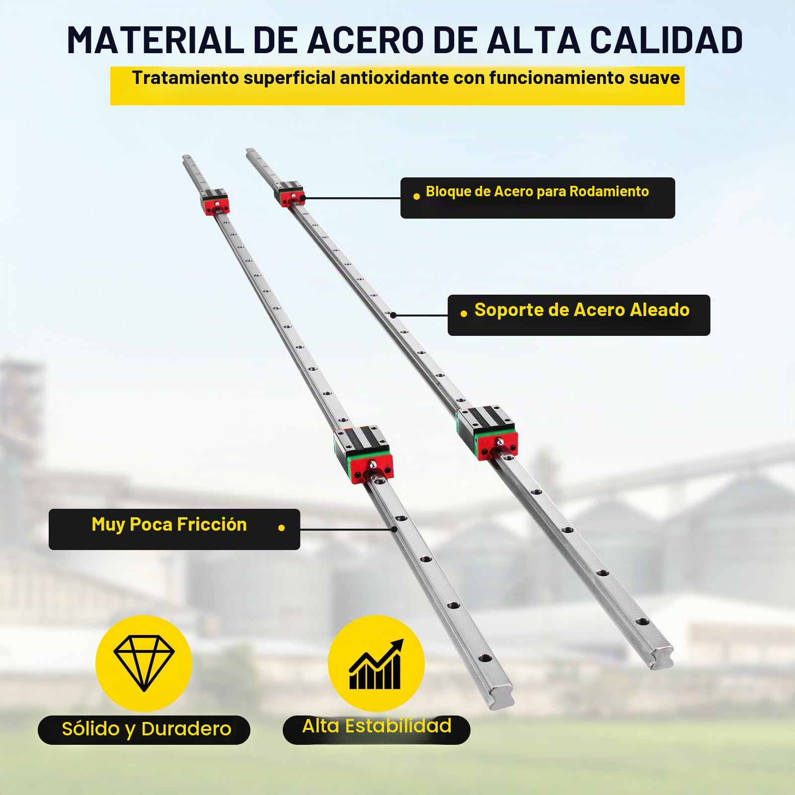VEVOR 2 PCS Carril Lineal 1500 mm Cuadrado Carriles de Deslizamiento Lineal 4 Bloques Acero Inoxidable Alta Dureza Riel Deslizante Lineal para Máquinas de Soldadura Láser, Torno, Molino, Dobladora