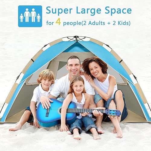 Miniatura 3 de G4Free Tienda de campaña de playa desplegable XL de lujo, para 3 a 4 personas, fácil instalación, toldo con protección UV UPF 50+, extra ancho, 70.9