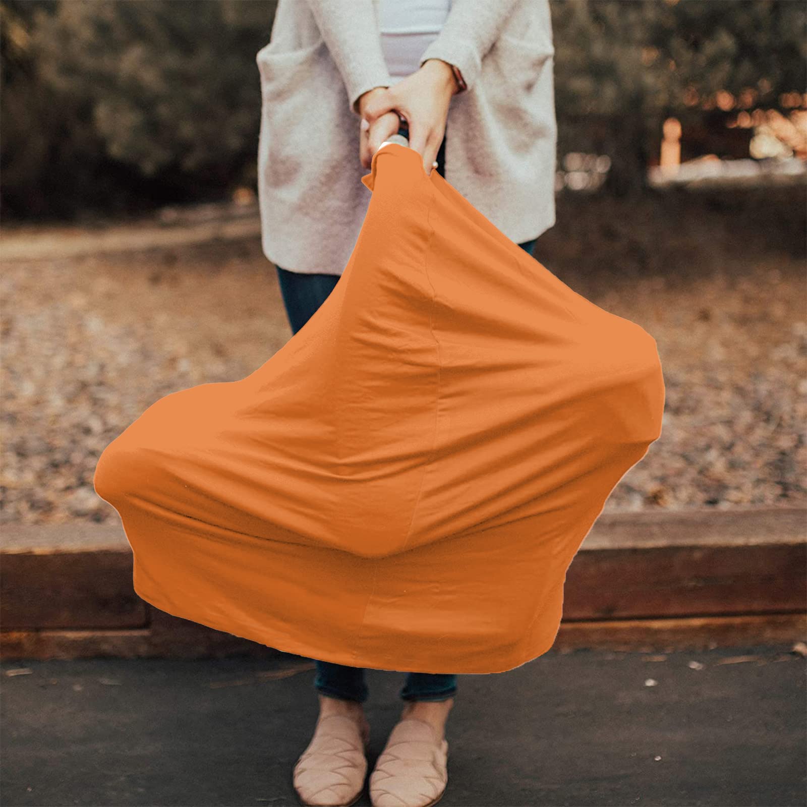 Nursing Cover for Breastfeeding Scarf, Orange Baby Car Covers Super Soft Multi Use for Canopy Shopping Cart Cover Blanket Stroller Cover