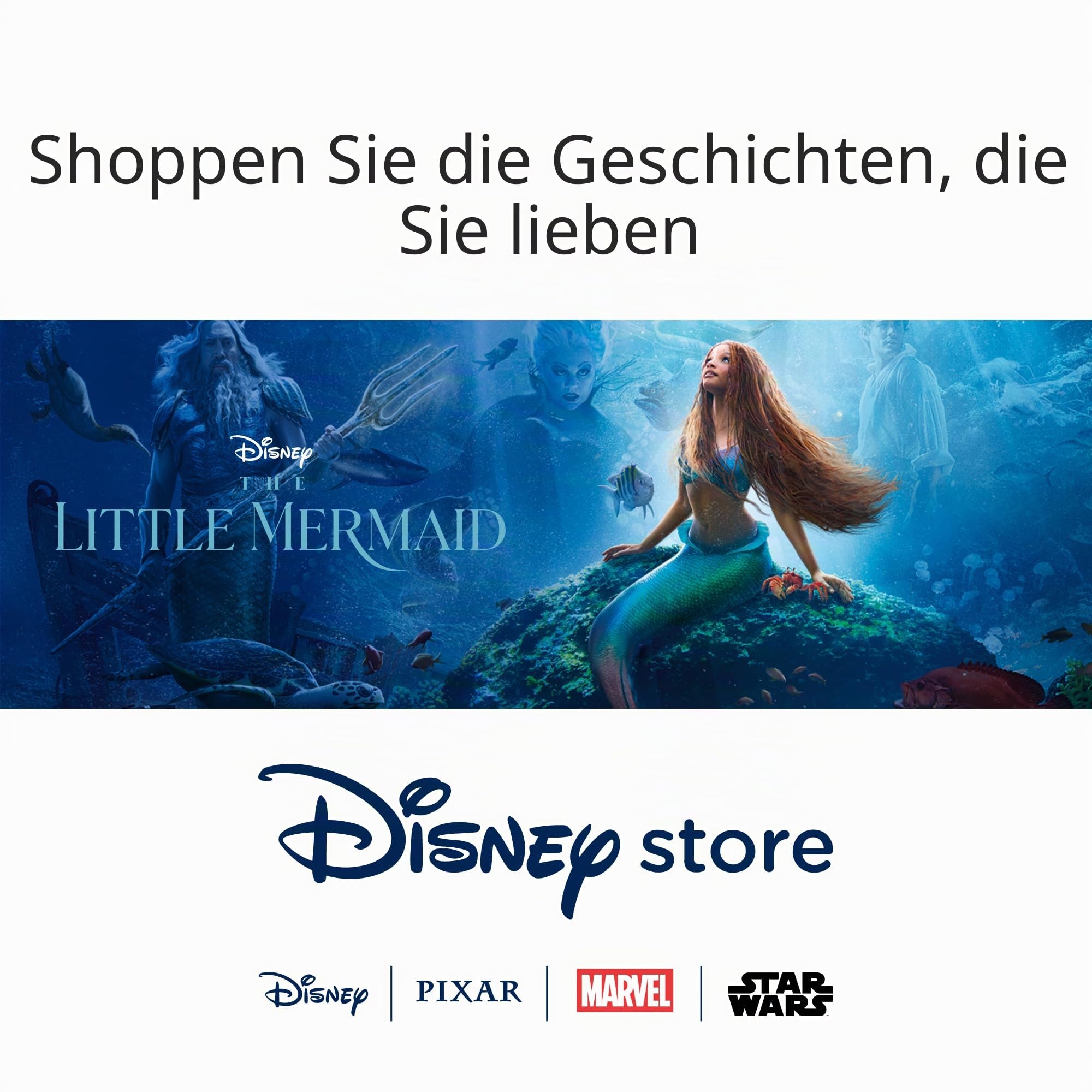 Disney Store Offizielle Tasse Arielle, die Meerjungfrau, Realverfilmung 2023, 473 ml, Tasse für Heißgetränke mit dem Text „My Voice Is a Treasure“, Unterwassermotiv und goldenem Henkel