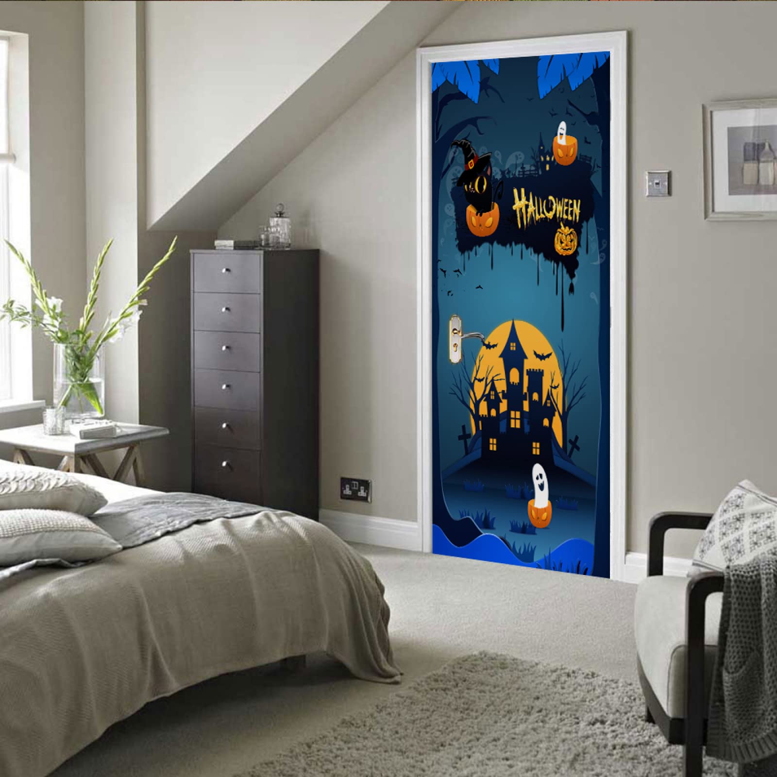 Amazon.co.jp: ドアステッカー ハロウィンキャッスル 3D壁紙用の 