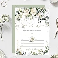 Whaline 25 Sets Greenery Eucalyptus Wedding Invitations with Envelopes & Stickers - Floral Blank 5x7 Cards for Bridal Shower