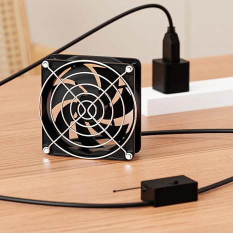 8cm Usb Cooling Fan Adjustable Thermostat with 3 Speed Temperature Control for Home Electronics and Gaming Systems Router Cooling Fan