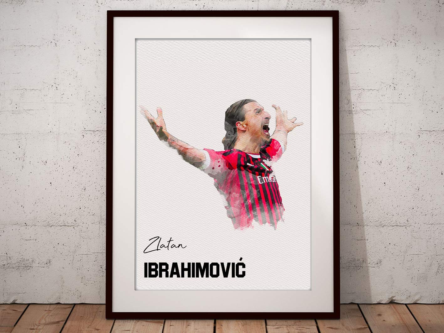 Zlatan Ibrahimovic AC Milan Watercolour Style Poster Print | Print Only No Frame | Football Art