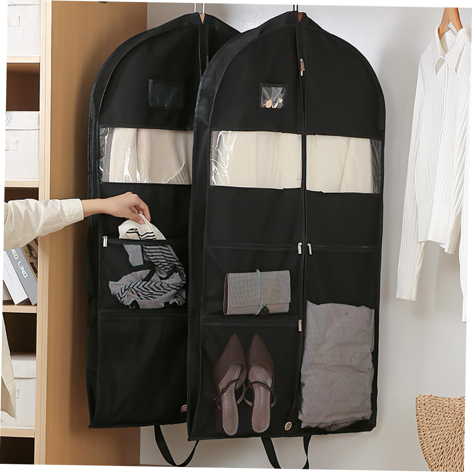Kleidersack Peva 110cm Reisekleidersack Mit Reißverschluss Transparentem Sichtfenster Und Netztaschen Zur Aufbewahrung Für Anzüge Und Kleider