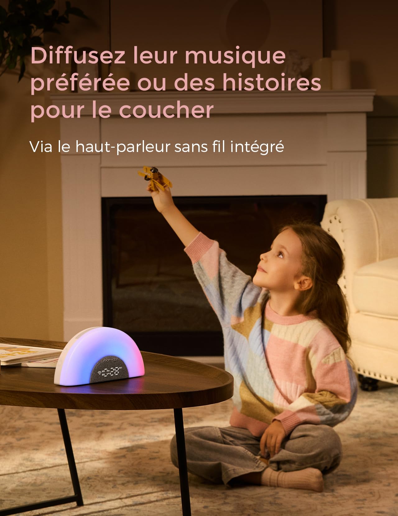 Momcozy DreamSync Tech™ Machine à Sons Bébé 34 Bruitages Apaisants, Veilleuse Connectée par App, Programmeur de Sommeil avec Alarme Levé de Soleil et Haut-parleur Sans Fil