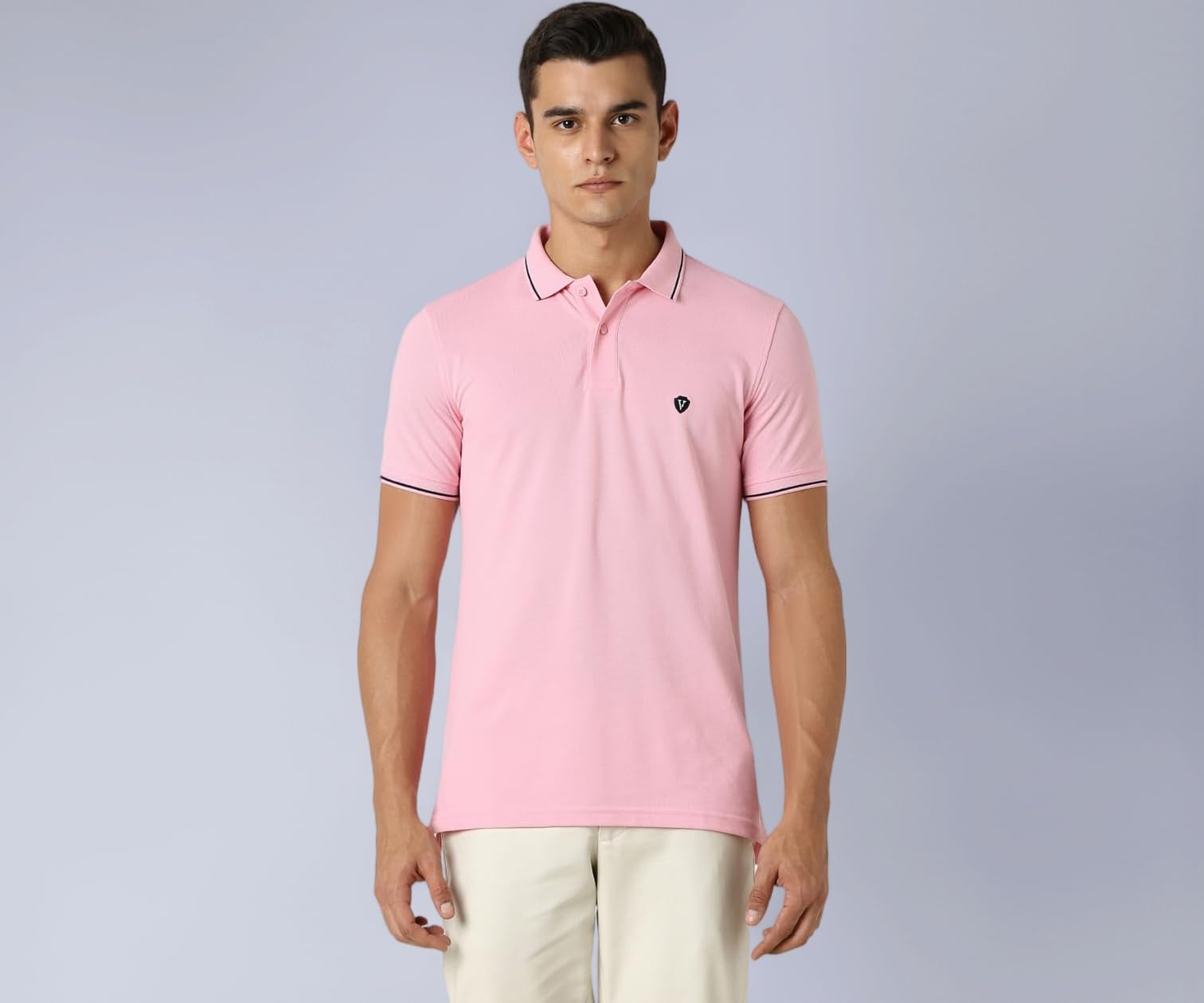 Men's Cotton Solid Regular Fit Collar Polo T-Shirt