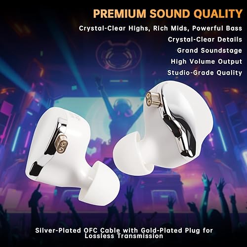 Miniatura 3 de Auriculares con cable de doble imán de alta resolución y alto volumen, auriculares de alta fidelidad con cable desmontable con gancho alrededor de