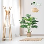 Der Rose Fake Palm Tree 28Inch Tall Fake Plant Potted Faux Areca Artificial Tree with Hand-Woven Baskets with Handles for Indoor Outdoor Home Office Bedroom Porch Balcony Boho Decor