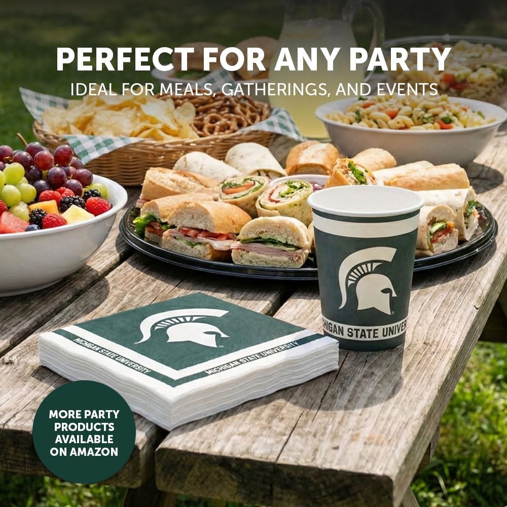 Desert Cactus Michigan State University Disposable Napkins Spartans MSU 20 Count 2 Ply 13 inch Dinner Square for Tailgates, Graduation, Party and Game Day Tablecloth Decoration (Design A)