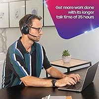 Vista 3 de Jabra Evolve2 65 Auriculares inalámbricos MS USB Mono con soporte, USB Bluetooth Dongle, compatibles con equipos, Zoom, Smartphones, tabletas