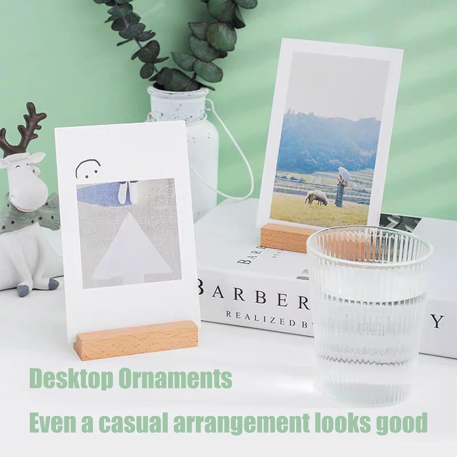 6 Pcs Wood Place Card Holders, Wooden Table Number Stands, Wooden Picture Holders Stands for Acrylic Signs, Wedding/Ceremony/Home/Party/Decoration Holders - Image 5