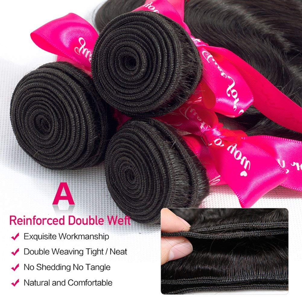 Beauty Princess Body Wave Human Hair 3 Bundles Double Weft 10A Brazilian Hair Bundles 18/20/22 Inch