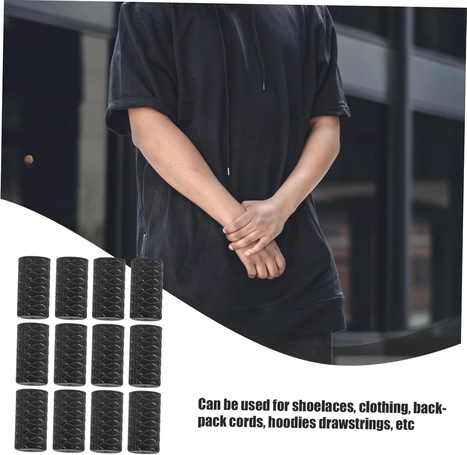 BCOATH 50pcs Cord Stops Round Elastic Cord Locks for Shoes Drawstring DIY Rope Clothing Drawstring Reusable Ends Easy Install Detach
