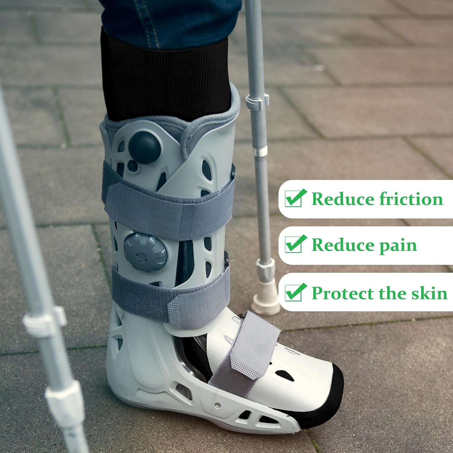 Seematn 2 Pairs Walking Boot Socks for Orthopedic Walker Brace Medical Boot Sock for Women and Men, One Size Fits Most(Black) - Image 4